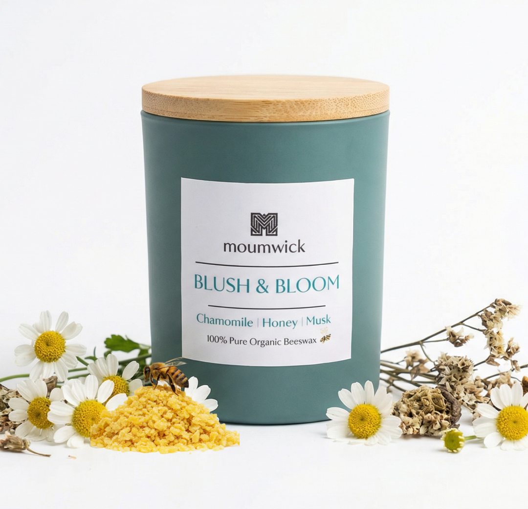 Blush & Bloom | 6.5 oz /185gm )( 100% organic beeswax candle🐝)