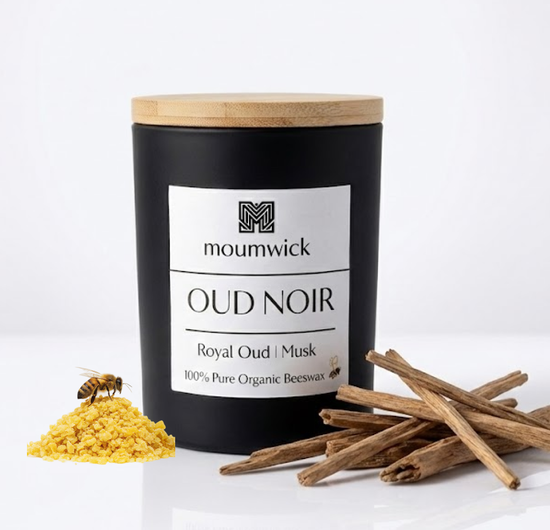 Oud Noir | 6.5 oz /185gm )( 100% organic beeswax candle🐝)