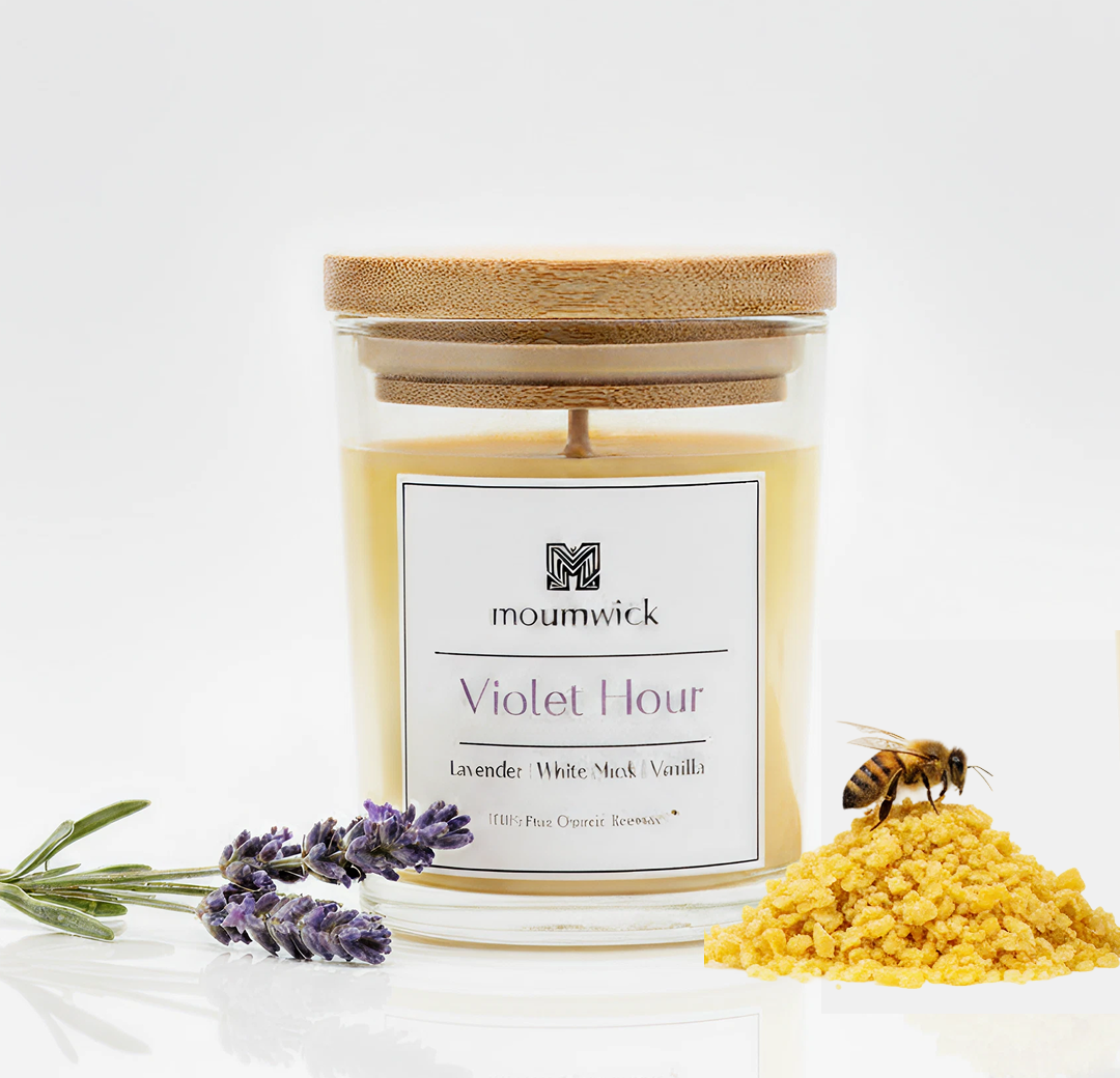 Violet Hour | 3.6 oz ( 100% organic beeswax candle🐝)