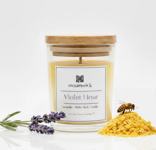 Violet Hour | 3.6 oz ( 100% organic beeswax candle🐝)