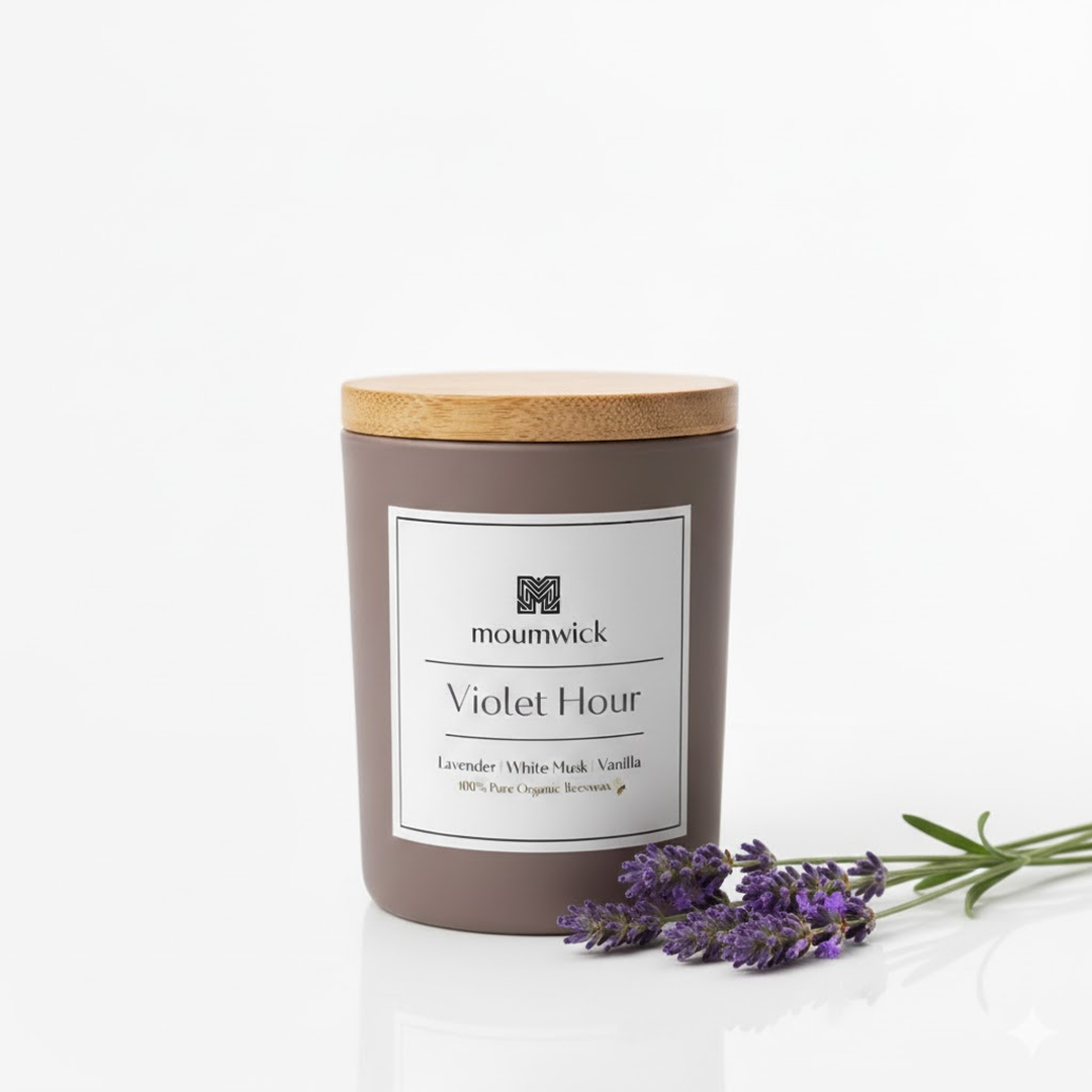 Violet Hour | 6.5 oz ( 100% organic beeswax candle🐝)