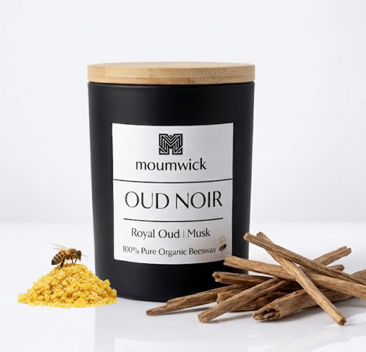 Oud Noir | 6.5 oz /185gm )( 100% organic beeswax candle🐝)